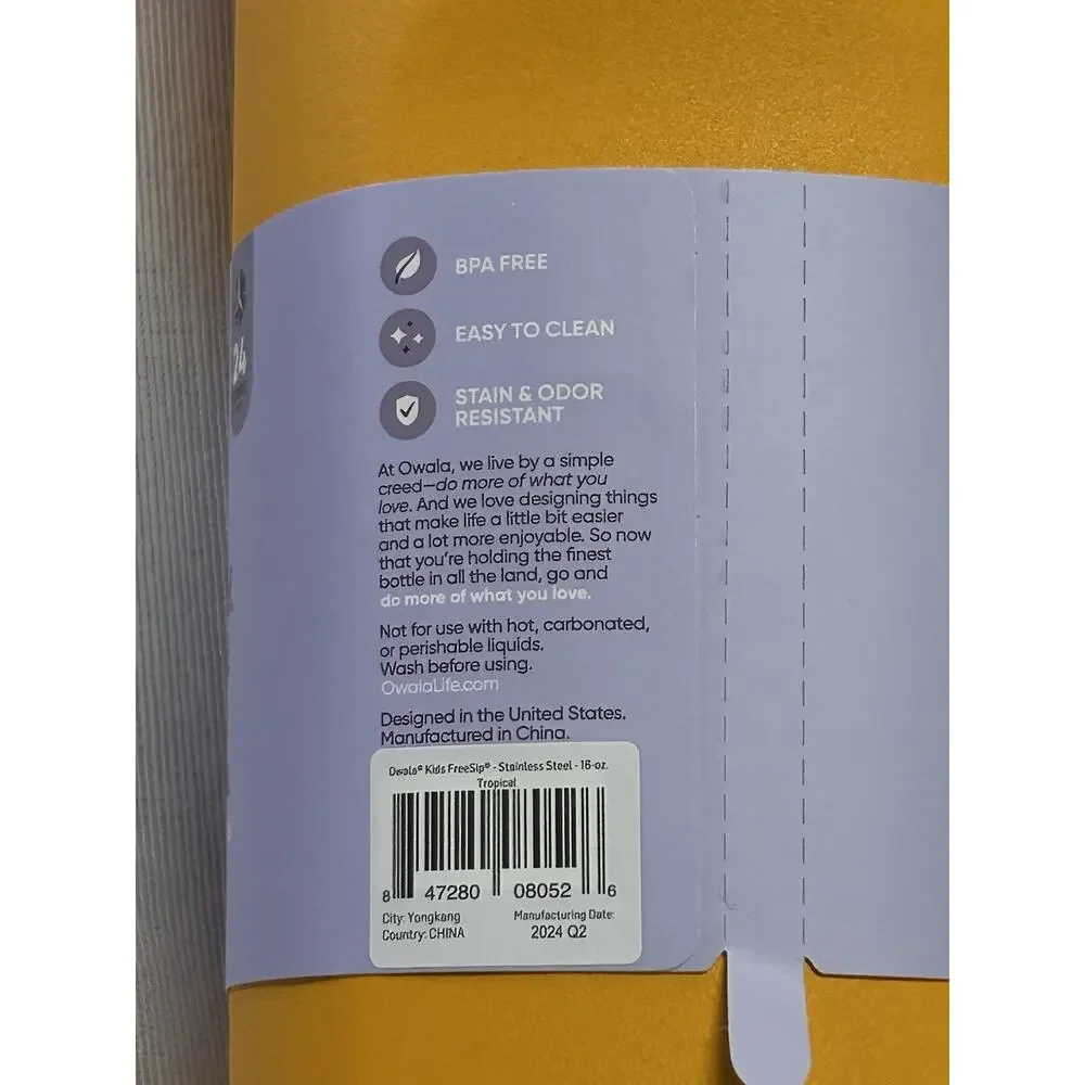 Owala Kids FreeSip Insulated Stainless Steel Water Bottle - 16 oz Tropical - Picture 8 of 9